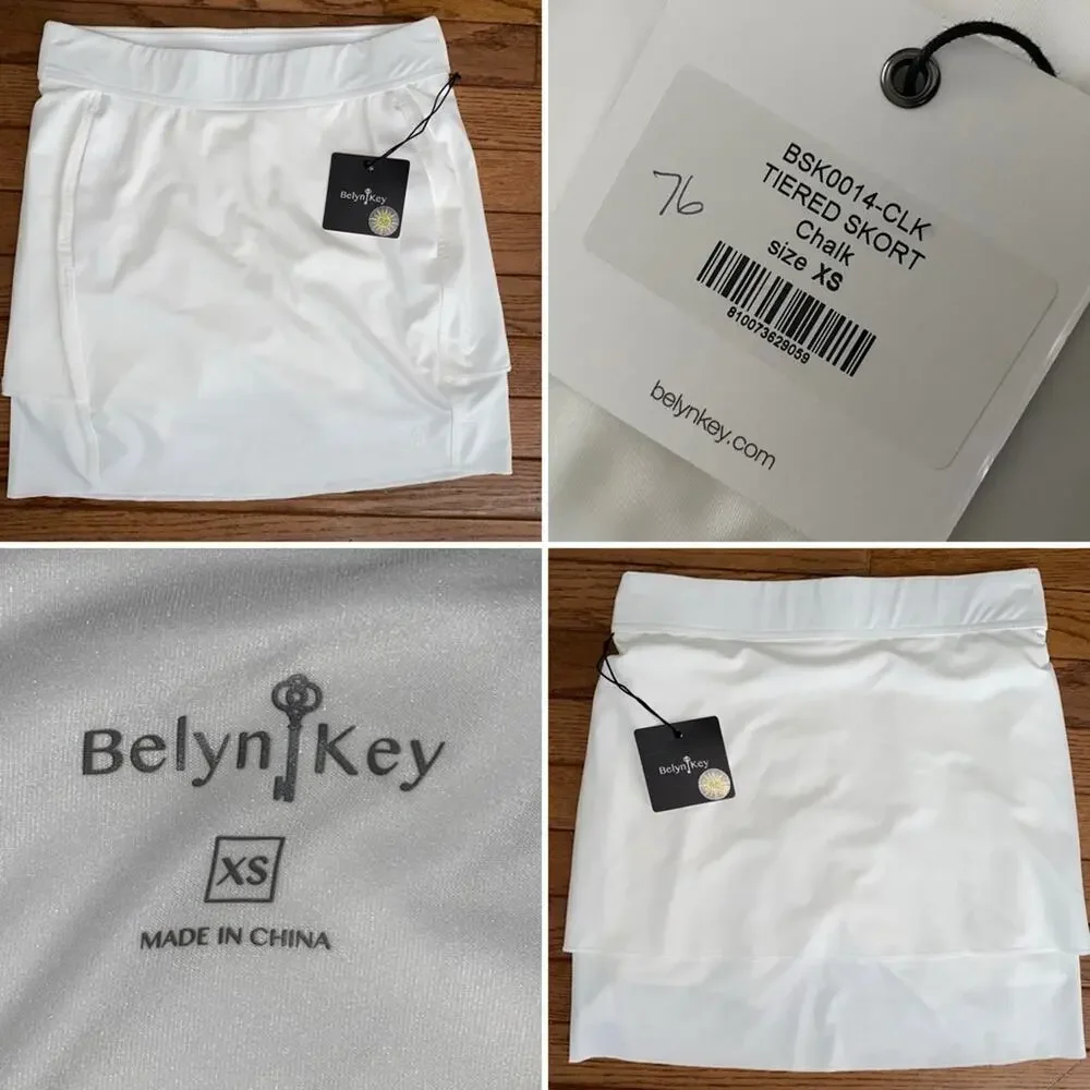 Belyn Key New $108 UPF 50 Tiered Skort Tennis Golf Chalk XS NWT